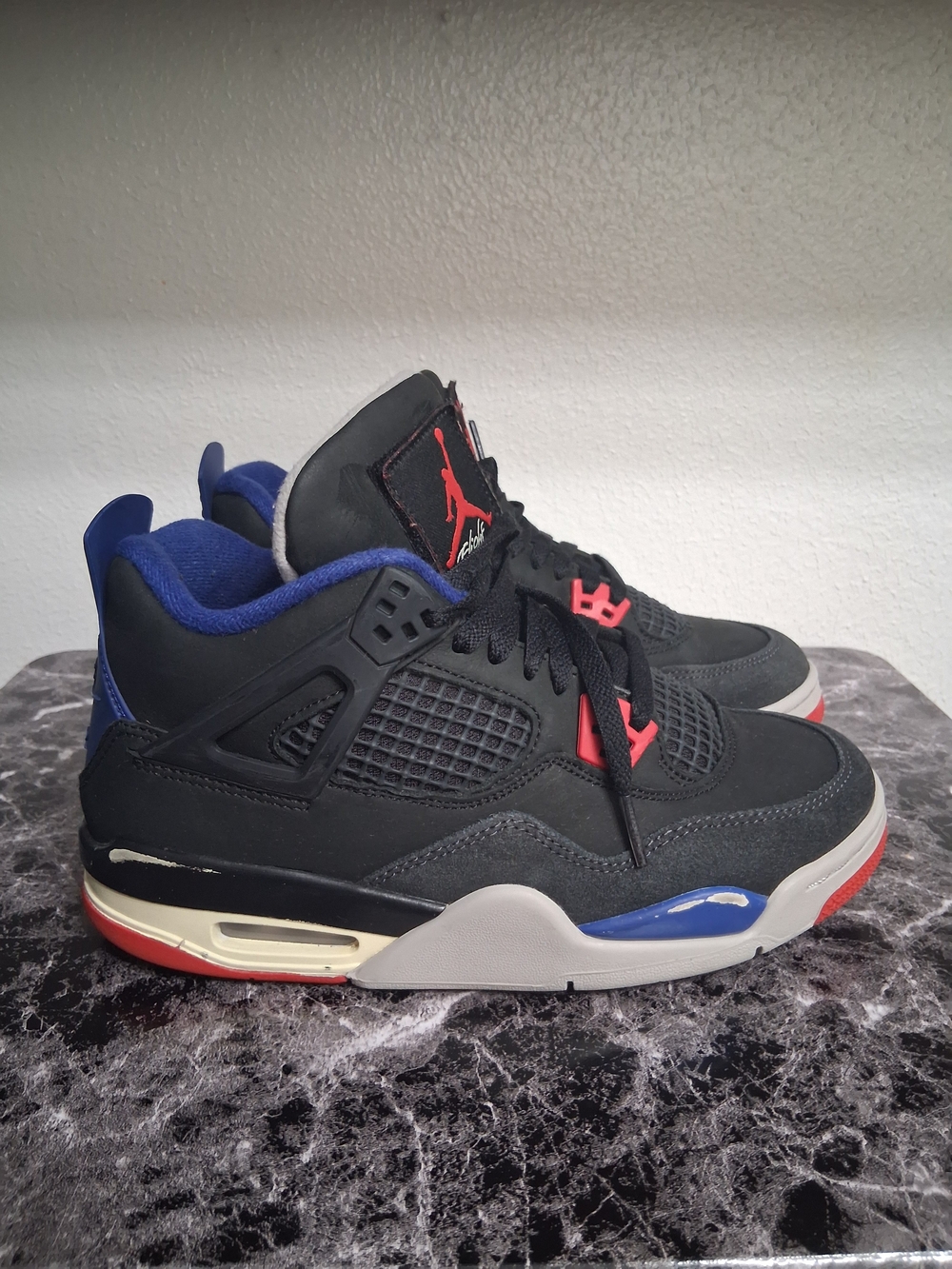 Jordan Black Shoes with Blue Interior and Red Logo